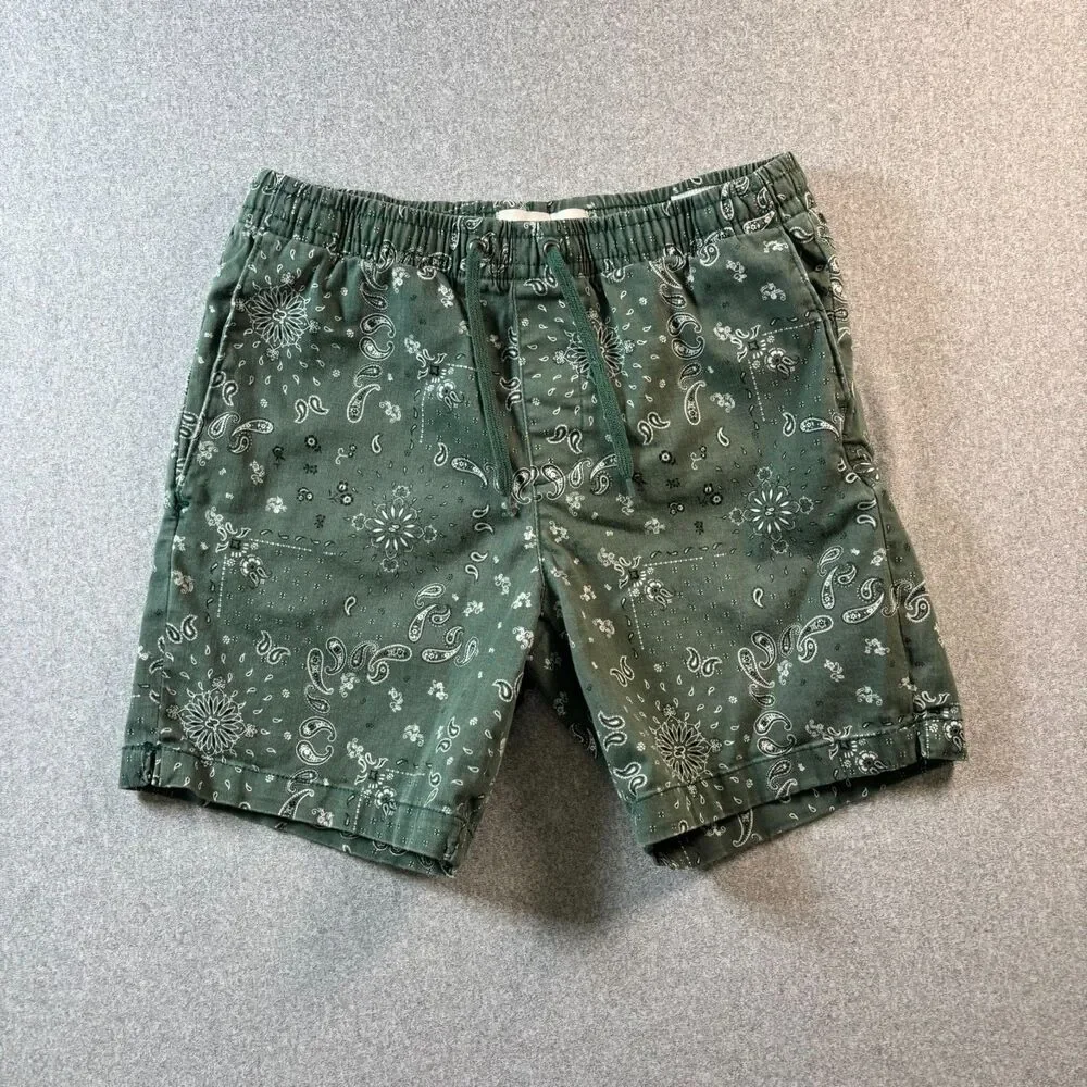 PacSun Volley Shorts Mens Small Green Paisley Bandana Drawstring Casual
